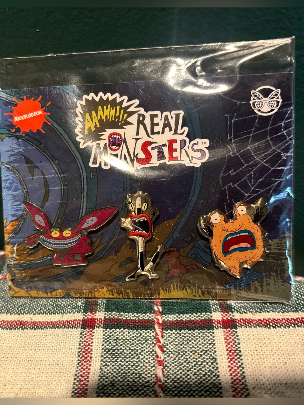 NWT AAAHH! Real Monsters Enamel Pin Trio with Orange Nick Box Logo